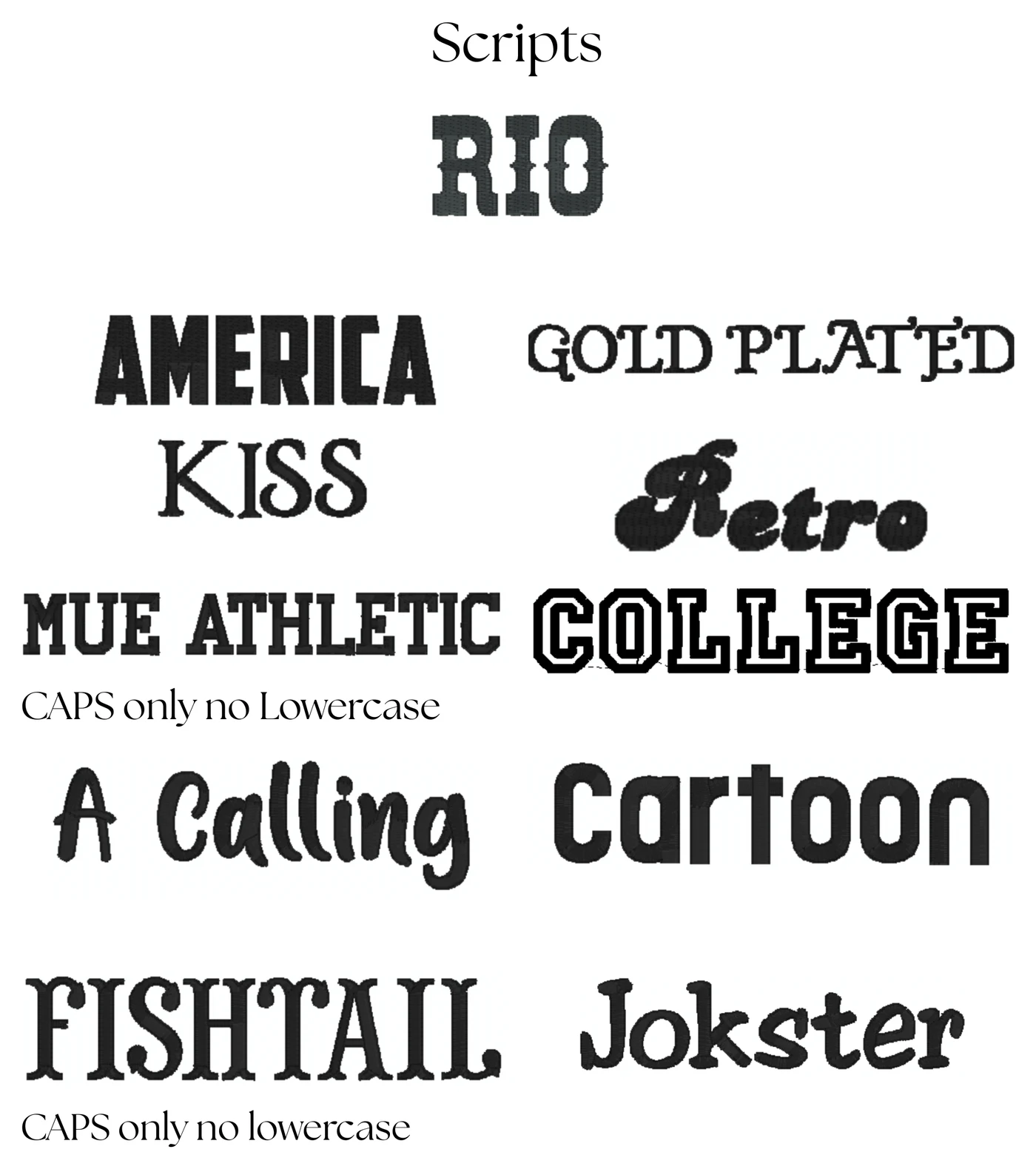 Scripts font samples